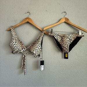 NWT Gianni Bini Animal Print bikini Size Small Side Cut‎ Out